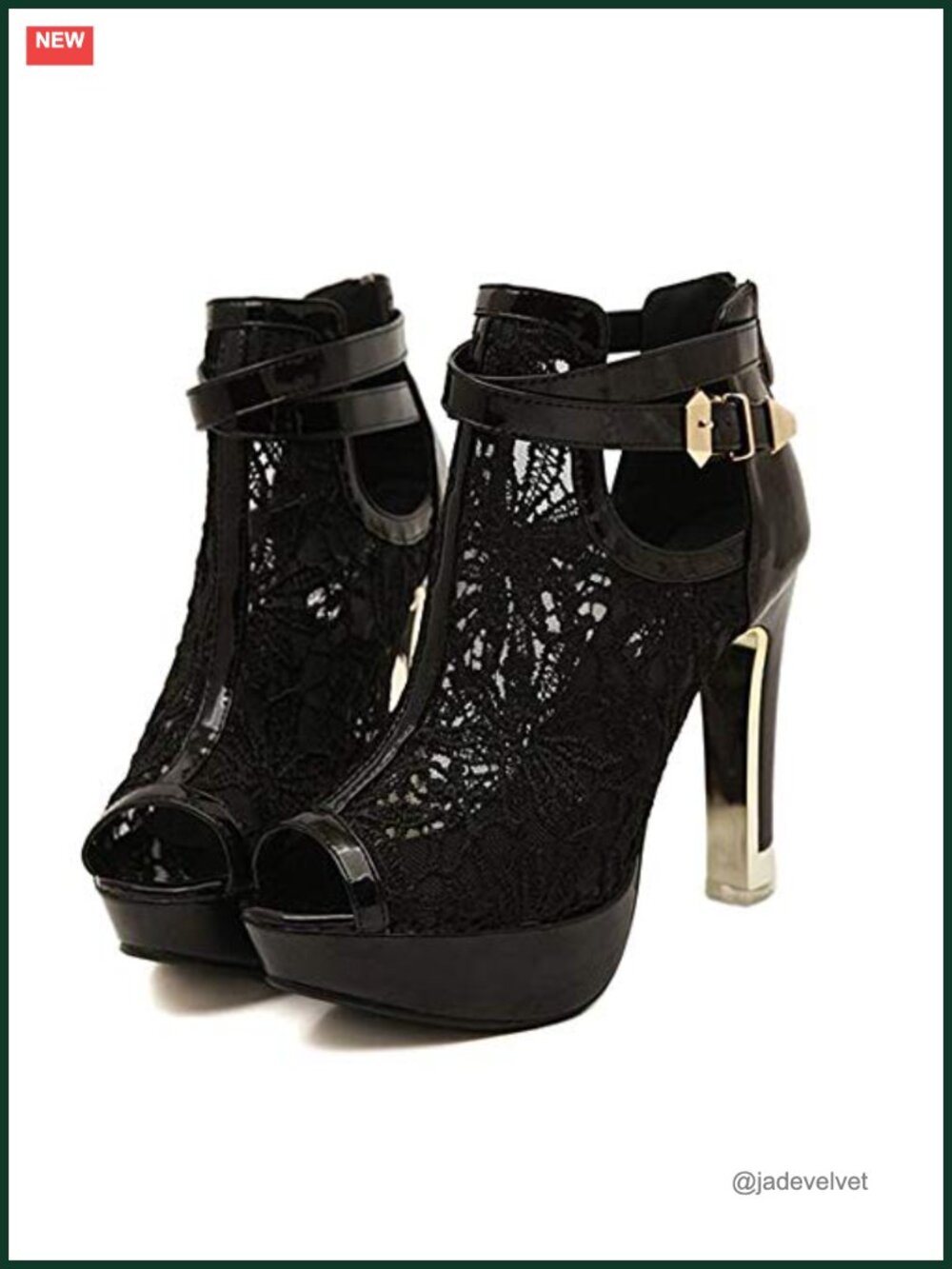 Women's Lace Flower Open Toes High Heels Ankle Boots